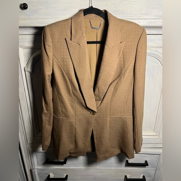 Elie Tahari Textured Brown Single Button Long Line‎ Blazer Career Classic - Picture 2 of 8